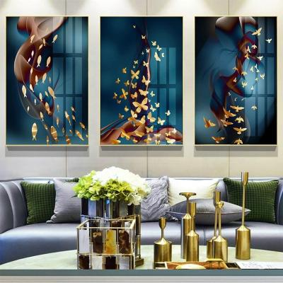 China Atmosphere Butterfly and Fish Coffee Color Smoke Crystal Porcelain Painting Landscape Decorative Abstract Literary Painting for sale