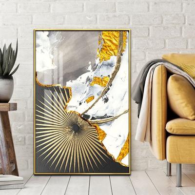 China Modern Living Room Home Decor Abstract Painting Black And Gold Aluminum Wall Art Picture Frame Acrylic-Glass Print Wall Art for sale