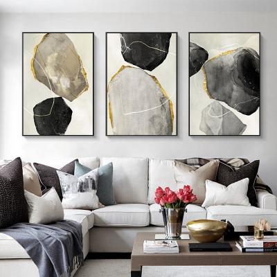 China Modern Art Wall Decor Frame Marble Painting Abstract Multicolor Geometric Shapes Environmentally Friendly Artwork With Gold Foil Canvas Prints for sale