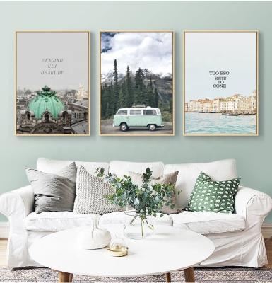 China Nordic Environmental Friendly Poster Landscape Wall Art Canvas Painting Green Forest Bus Bedroom Decoration Picture Girls Room Decor Posters and Prints for sale