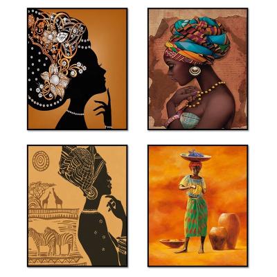 China Eco-Friendly Ethnic Antique Black Bathroom Art Painting SPA Wall Art Prints Girl Room Woman African American Poster for sale