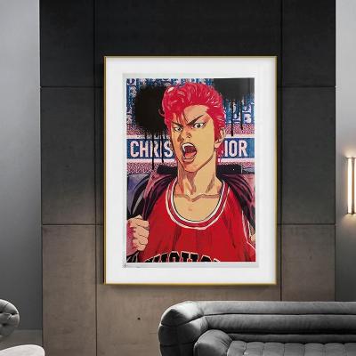 China Environmental Friendly Art Anime Pictures Hanamichi Sakuragi and Miyagi Ryouta SLAM DIP Comic Poster Basketball Artwork Canvas Paintings For Wall Art for sale