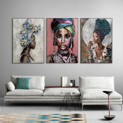 China Black Graffiti Art Canvas Paintings Framed Modern Fashion Girl Wall Decor 16x24inch for sale