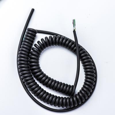 China Spiral Construction 0.75-1.0mm2 2 Core Power Cable Spiral PU Coiled Cable for sale