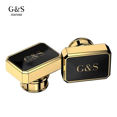 China Lurury Plated Silver Gold Zamac Perfume Square With Metal Plastic Inner Caps Zinc Alloy Customized Perfume Cap Plug for sale