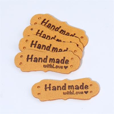 China Hand Made Washable With Love Labels Tags For Clothing Handmade Leather Labels DIY PU Hats Bags Labels Garment Sewing Accessories for sale