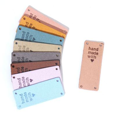 China Handmade Label Washable Leather Tag Labels for Handmade Clothes with Love Tag for Knitted Hats for Sewing Handcrafted Crafts DIY Accessories for sale