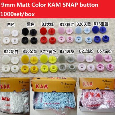 China 1000Set/BOX 9mm Matt Color Plastic Snap Button Fasteners KAM Brand Snap Button Resin LEAD FREE Garment Accessories For Baby Clothes for sale