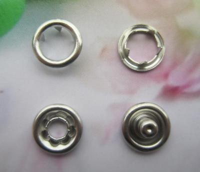 China Environmentally Friendly 9.5mm Baby Overalls Brass Nickel Color Ring Style Prong Snap Button for sale