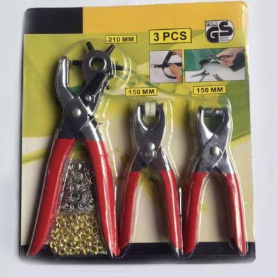 China Die Set 3 Pieces 3 in 1 Multifunction Card Leather Belt Pliers +Snap Button Setter +Eyelet Tool Kit Free Shipping for sale