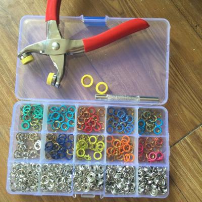 China Dry Cleaning 9.5mm Mix Color 200set/box Fork Ring Press Studs Snap Fasteners Dummy Snap Pliers Set Kit for sale