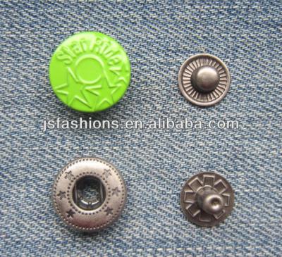 China Dry Cleaning 15mm 17mm Metal Snap Spring Press Spring Button With Any Metal Logo Customized Snap Button JS-CR-32 for sale