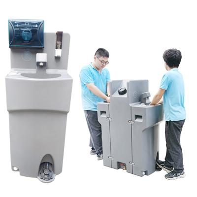 China Free Standing Foot Pump, Portable Hand Wash Station With Twin Hand Wash Basins for sale