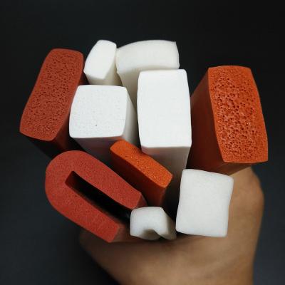 China custom colors withe silicone rubber foam sponge bumper buffer extrusion profile seal strip for sale