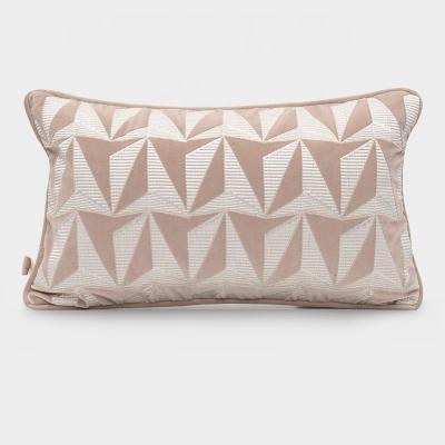 China Sustainable Hot Selling Lumbar Pillow Case Inner Design Embroidered Pink Luxury Cushion Covers Decorative for sale