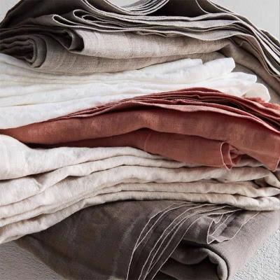 China Luxury 100% Pure French Linen Bed Sheet Set Simple Pure Linen Bedding Manufacturers for sale