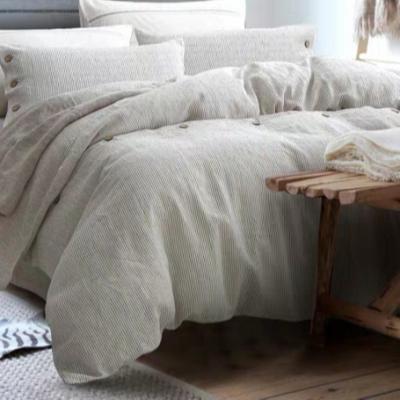 China Disposable Classic French Linen Bed Set Stripe Linen Bedding Set for sale