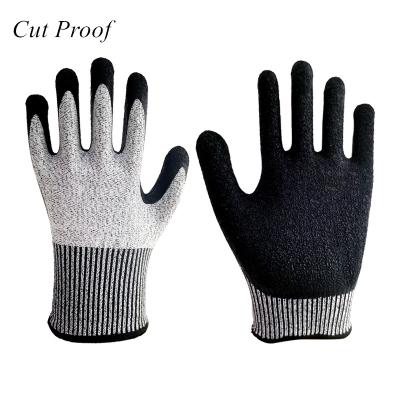 China Level 5 Construction Hand Protection Abrasion Hppe Cuts Safety Work Mechanic Latex Blend Palm Resistant Coat Anti Cut Resistant Glove Gloves for sale