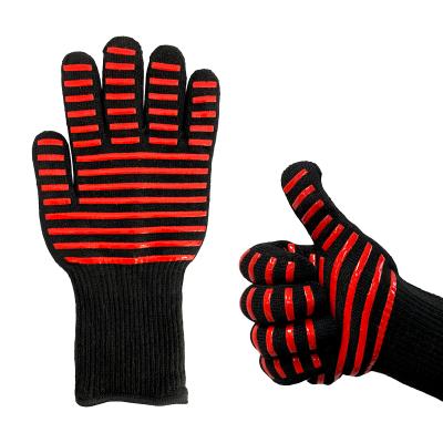 China EN407 Non-Slip/Heat Resistant Certified 1472 13 Inch BBQ Grill Oven Gloves Custom Household Kitchen Heat Resistant Glove Silicone Long Sleeve for sale