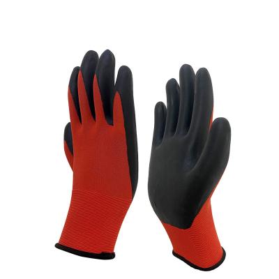 China Abrasion Resistance Waterproof Knitted Womens Gardening Mechanic Construction Safety Nitrile Work Gloves With Fingers for sale