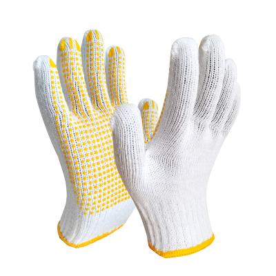 China Abrasion Resistant White Cotton Gloves Industrial Winter Work Dotted Cotton Glove Construction Safety Knitted Gloves For Men for sale