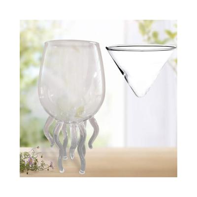 China Modern Professional Supply Wide Mouth Jellyfish Shape Goblet Wine Glass Cup for sale