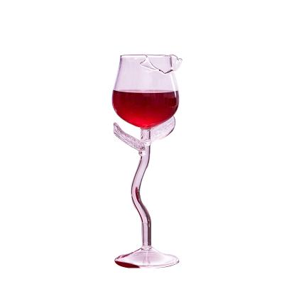 China Good Quality Crystal Transparent Luxury Drinking Wine Glasses with Rose Style Glass Cup for sale