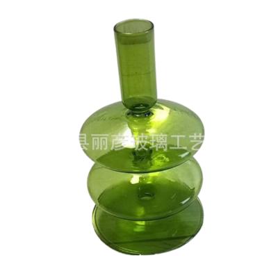 China Modern Design Factory Direct Sale Multicolor Glass Candle Holder for sale