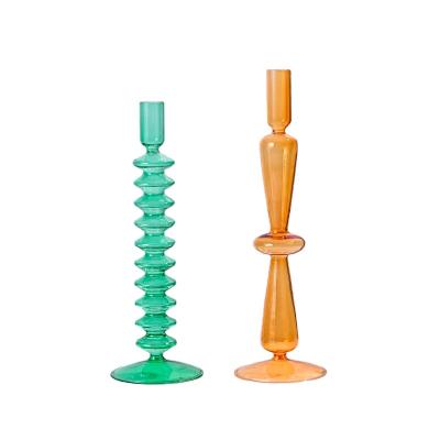 China Modern Design Factory Direct Sale Multicolor Glass Candle Holder for sale