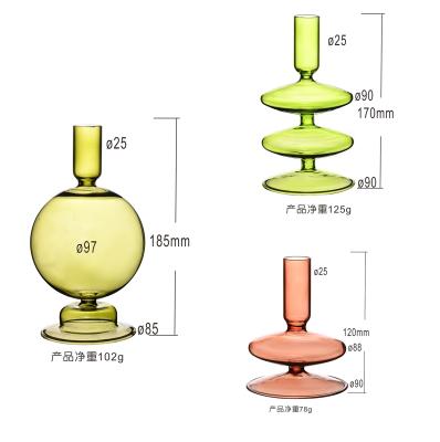 China Modern Design Factory Direct Sale Multicolor Glass Candle Holder for sale