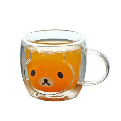 China Fashion Design High Borosilicate Glass Milk Viable Clear Wall Cups Small Double Wall Glass Mug for sale