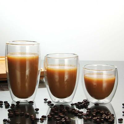 China PORTABLE Hot Sale 80ml 250ml Double Wall Borosilicate Glass Mug Espresso Coffee Mugs For Coffee And Tea for sale