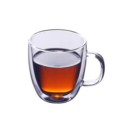 China Drinking Tumbler Milk Coffee Cup Modern Creative Clear Glass Double Cup Reusable Wall For Fruit Juice Tea Mugs for sale