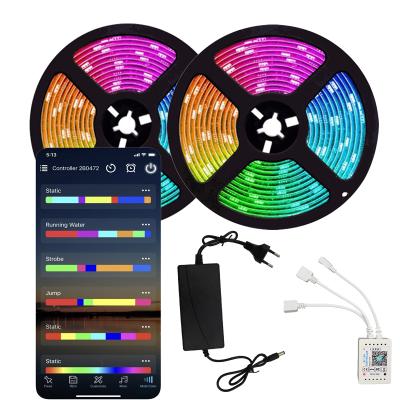 China Multiple Color Waterproof 5050 5m Flexible Led Light Strip RGB Set With 24key Remote Controller Multicolor 12v Computer Led TV Strip for sale