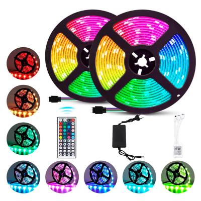 China Multiple Color Waterproof 12V 5050 RGB 44 Key 60 Lights / Meter LED Remote Control Flexible Strip 5M Set for sale