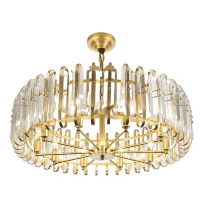 China Residential Simple Modern Light Luxury European Gold Living Room Hotel Family Lamps Living Room Dining Room LED Crystal Chandelier for sale