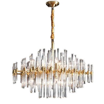 China Residential all copper chandelier postmodern luxury crystal creative personality simple household restaurant lamps for sale