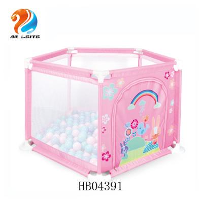 China Wholesale Kids Playing 5 Side Play Plastic Outdoor Fence Baby Kids Play Portable Yard Baby Playpen with 50 Balls for sale