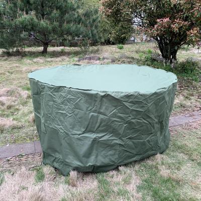 China Water Resistant Waterproof Green Polyester Large Round Patio Table Chair Set Outdoor Furniture Cover Round Table And Chair Set Outdoor Covers for sale