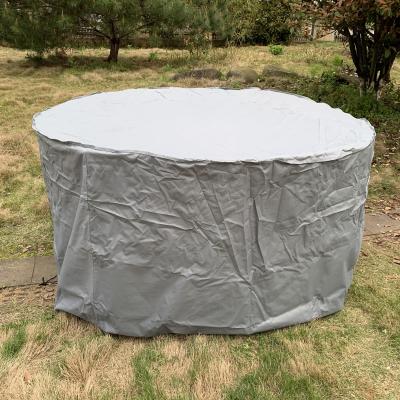 China Water Resistant Waterproof Gray Polyester Patio Large Round Table Chair Set Outdoor Furniture Cover Round Table And Chair Set Outdoor Covers for sale