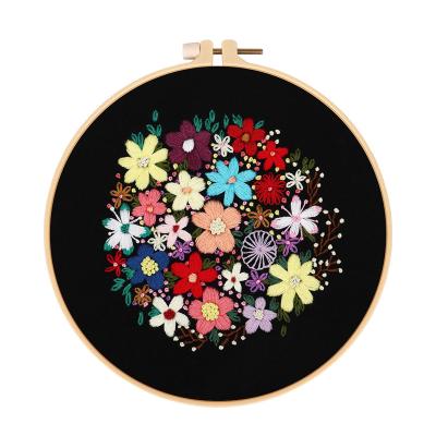 China Europe Embroidery Stitch Kits Flower Patterns DIY Cross Stitch Set With Embroidery Hoop Handmade Arts Crafts Sewing Gift for sale