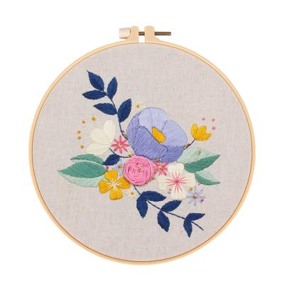 China Europe Cross Stitch Embroidery Set Flower Patterns Sewing Set With Embroidery Hoop Handmade Arts Crafts Needlework Gift for sale