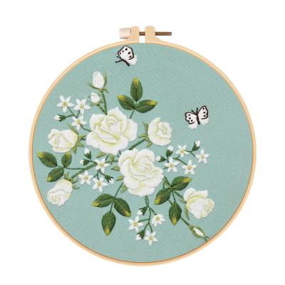 China Wholesale Europe Style Cross Stitch Concise Embroidery Set Flowers DIY Embroidery Kits for sale