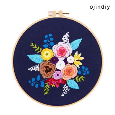 China HOT Selling ojindiy Embroidery Kit Beginner Needlework Set DIY Embroidery Cross Stitch Set Europe Flower Decoration DIY for sale