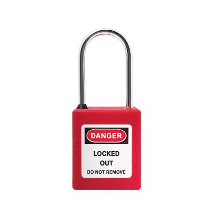 China Stainless Steel Universal Steel Shackle Loto 38Mm Plastic Nylon Red Safety Lockout Security Seal Padlock Key Code Factory Directly Supplying for sale