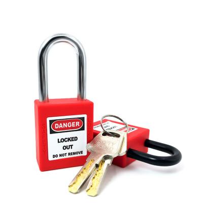 China Nylon body and steel shackle Industrial Safety Padlock Tagout Lockout 38Mm Steel Shackle Loto Safety Padlock China Wholesale Industrial Loto Safety Padlock for sale