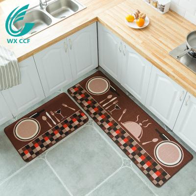 China Hot Selling Washable Non Slip Modern Kitchen Mat Set Custom Adult Polyester Rectangle Anti Fatigue Printed Kitchen Mat Anti Absorbent for sale