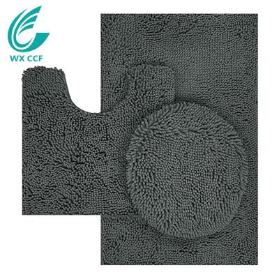 China Sustainable High Quality Water Absorbing Non Slip Washable Chenille Shaggy Bath Mat for sale