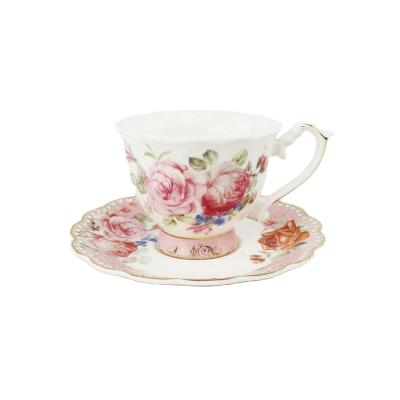 China Manufacturer Ceramic Set Tea Cup of Viable Rose Cup and Saucer for sale