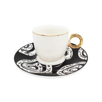 China Household Hotel Restaurant Banquet Factory Wholesale Gift Box Bone China Cups Royal Tea Cup Saucer Set With Gold Line for sale